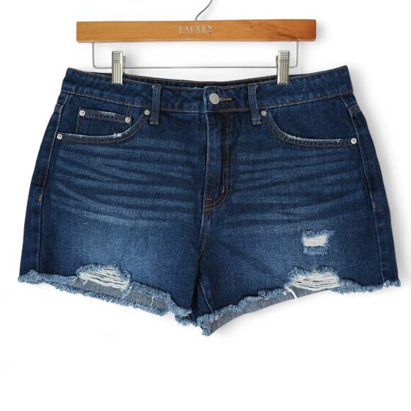 Time and Tru Shorts Womens 12 (33x3) Blue Dark Wash Distressed Cut Off Denim - Picture 1 of 8